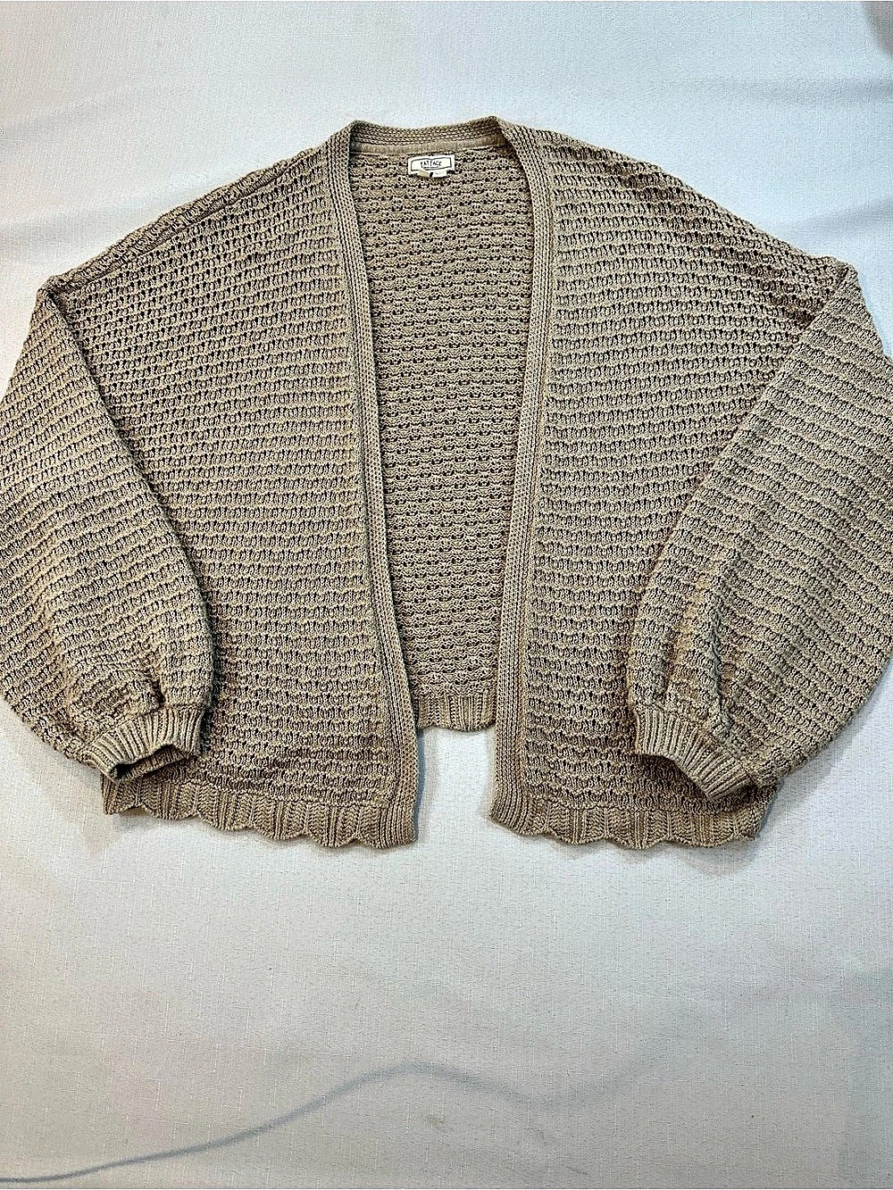 FatFace Natural Stone Open Knit Cotton Cardigan US 12